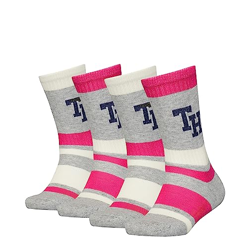Tommy Hilfiger Unisex Kids Crew Sock, pink Combo, 27/30 (4er Pack) von Tommy Hilfiger