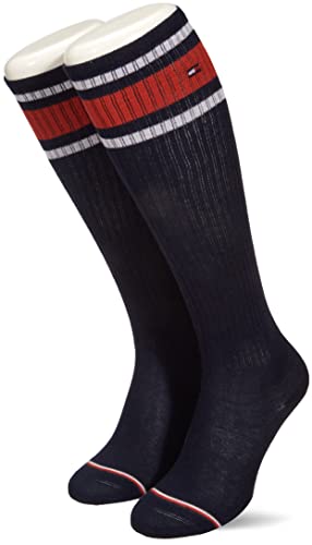 Tommy Hilfiger Unisex Kids Knee-High Sport Socks 2 Pack KNEEHIGH, Navy, 35/38 von Tommy Hilfiger