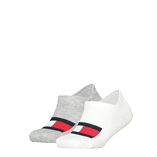 Tommy Hilfiger Kinder Footie Socken, Weiß/Grau, 31/34 (2er Pack) von Tommy Hilfiger