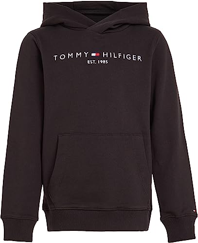 Tommy Hilfiger Kinder Unisex Hoodie Essential Hoodie mit Kapuze, Schwarz (Black), 10 Jahre von Tommy Hilfiger