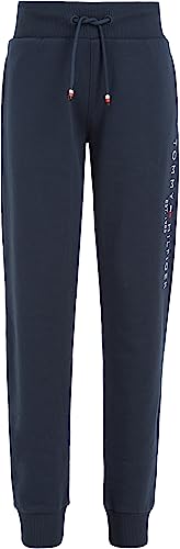 Tommy Hilfiger Kinder Unisex Jogginghose Essential Sweatpants Bio-Baumwolle, Blau (Twilight Navy), 152 von Tommy Hilfiger