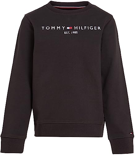 Tommy Hilfiger Kinder Unisex Sweatshirt Essential Sweatshirt ohne Kapuze, Schwarz (Black), 10 Jahre von Tommy Hilfiger