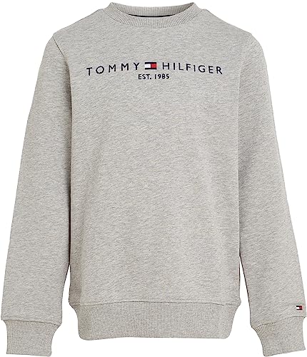 Tommy Hilfiger Kinder Unisex Sweatshirt Essential Sweatshirt ohne Kapuze, Grau (Light Grey Heather), 14 Jahre von Tommy Hilfiger