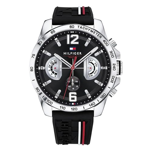 Tommy Hilfiger Multi Zifferblatt Quarz Uhr für Herren mit Schwarzes Silikonarmband - 1791473 von Tommy Hilfiger