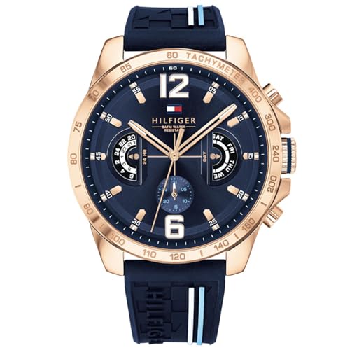 Tommy Hilfiger Multi Zifferblatt Quarz Uhr für Herren mit Marinblaues Silikonarmband - 1791474 von Tommy Hilfiger