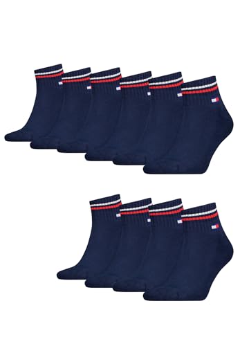 Tommy Hilfiger Unisex Quarter Socken im Retro Design knöchelhoch 10-er Pack, Farbe:Dark Navy, Socken & Strümpfe:39-42 von Tommy Hilfiger