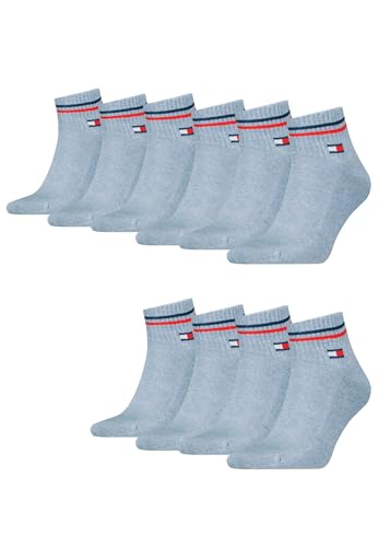 Tommy Hilfiger Unisex Quarter Socken im Retro Design knöchelhoch 10-er Pack, Farbe:Light Blue Melange, Socken & Strümpfe:43-46 von Tommy Hilfiger