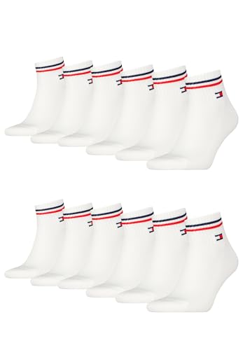 Tommy Hilfiger Unisex Quarter Socken im Retro Design knöchelhoch 12-er Pack, Farbe:Weiss, Socken & Strümpfe:43-46 von Tommy Hilfiger