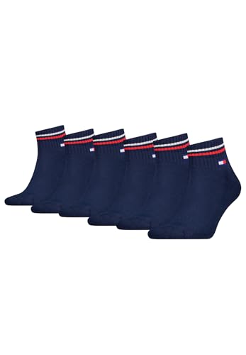 Tommy Hilfiger Unisex Quarter Socken im Retro Design knöchelhoch 6-er Pack, Farbe:Dark Navy, Socken & Strümpfe:43-46 von Tommy Hilfiger