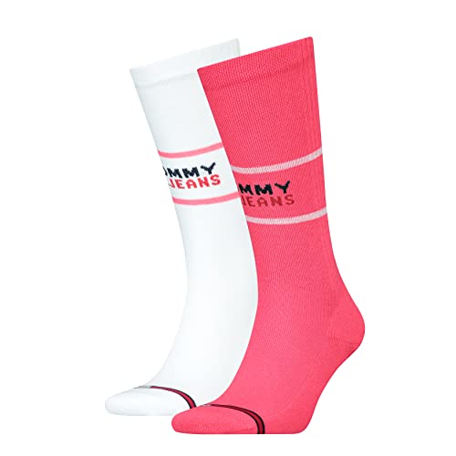 Tommy Hilfiger Unisex TH Uni TJ 2P Crew Sock, pink, 43/46 von Tommy Hilfiger