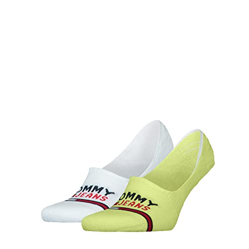 Tommy Hilfiger Unisex TH Uni TJ NO Show MID Cut 2P Footie, Light Citrus, 39/42 von Tommy Hilfiger