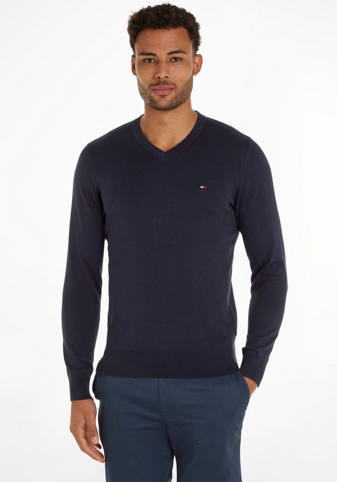 Tommy Hilfiger V-Ausschnitt-Pullover CLASSIC COTTON V NECK von Tommy Hilfiger