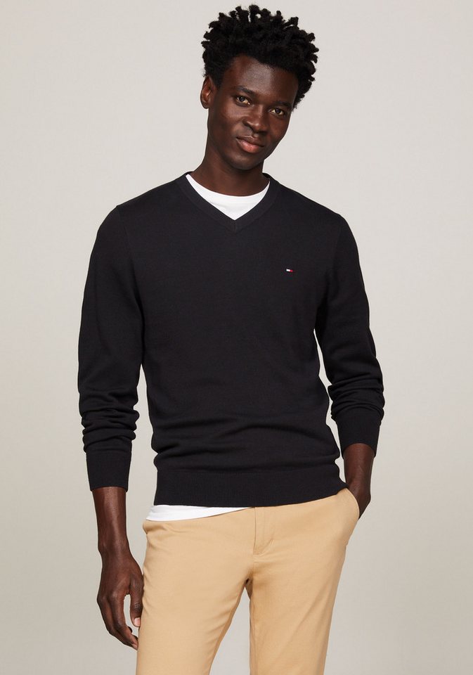 Tommy Hilfiger V-Ausschnitt-Pullover CLASSIC COTTON V NECK von Tommy Hilfiger