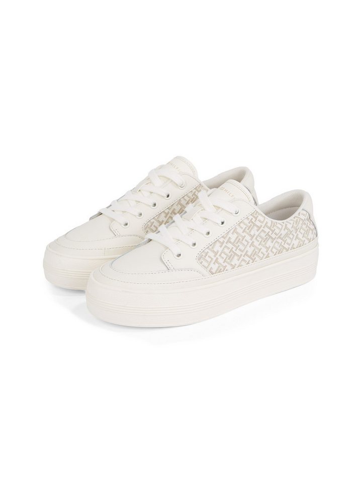 Tommy Hilfiger VULC LEATHER SNEAKER MONOGRAM Plateausneaker, Freizeitschuh, Halbschuh, Schnürschuh mit Allover-Logoprint von Tommy Hilfiger