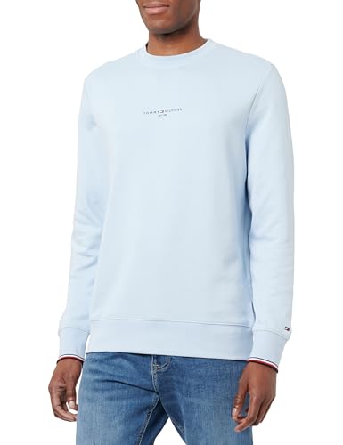 Tommy Hilfiger WCC TOMMY LOGO TIPPED CREWNECK Pullover Sweatshirt Herren, Blue (Breezy Blue), M von Tommy Hilfiger