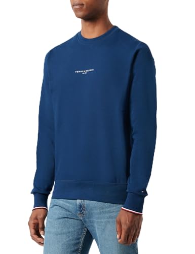 Tommy Hilfiger WCC TOMMY LOGO TIPPED CREWNECK Pullover Sweatshirt Herren, Blue (Night Sky), XL von Tommy Hilfiger