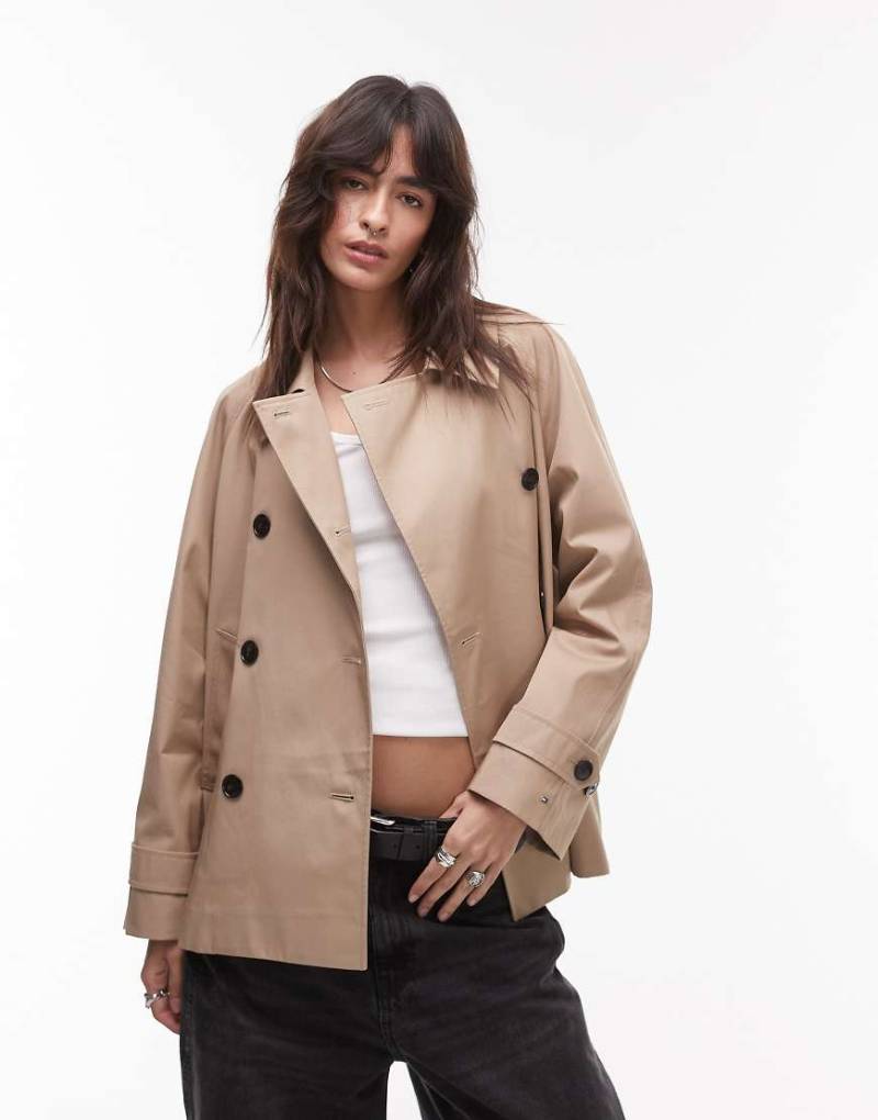 Tommy Hilfiger - Wasserabweisender, kurzer Trenchcoat in Khaki mit schmalem Schnitt-Neutral von Tommy Hilfiger