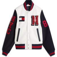 Tommy Hilfiger Wattierte College-Lederjacke mit Aufnähern und Wollärmeln in XXL von Tommy Hilfiger
