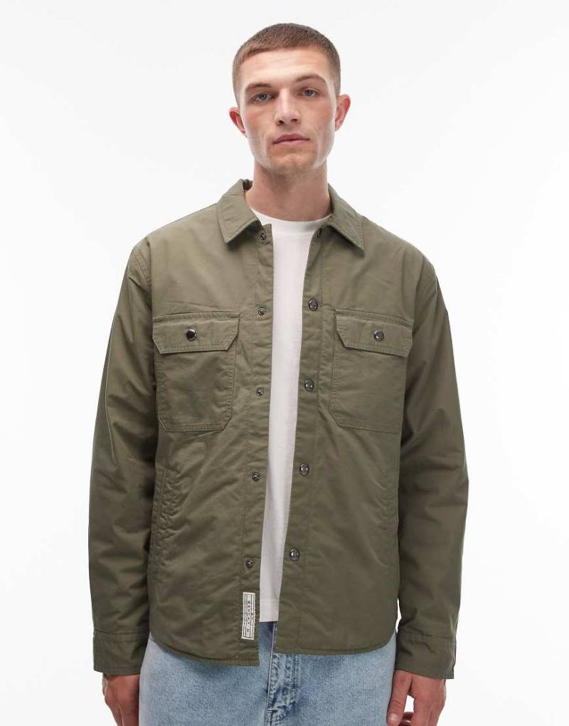Tommy Hilfiger - Wattierte Hemdjacke in Khaki-Grün von Tommy Hilfiger