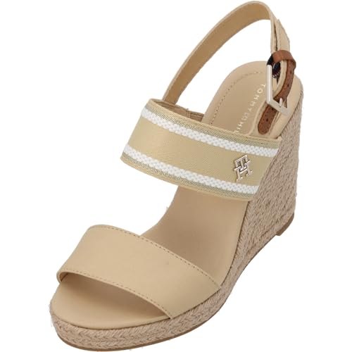 Tommy Hilfiger Damen Webbing High Wedge Sandal Fw0fw08045 Keil-Espadrilles, Beige Harvest Wheat, 38.5 EU von Tommy Hilfiger