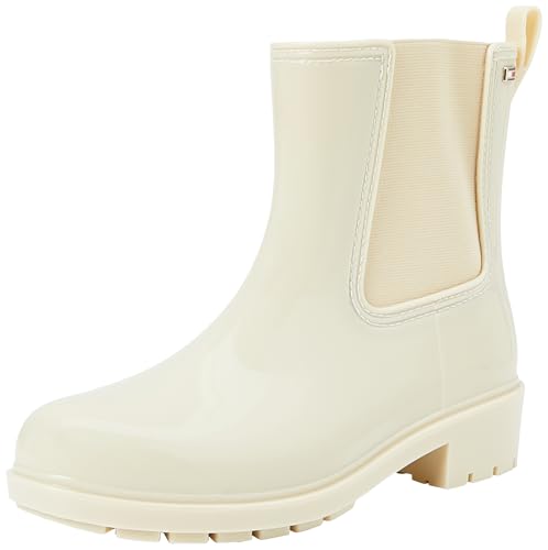 Tommy Hilfiger Damen Gummistiefel Flag Rainboot Rutschfest, Elfenbein (Country Ivory), 41 von Tommy Hilfiger