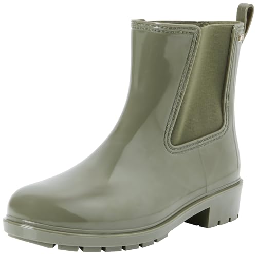 Tommy Hilfiger Damen Gummistiefel Flag Rainboot Rutschfest, Grün (Utility Olive), 39 von Tommy Hilfiger