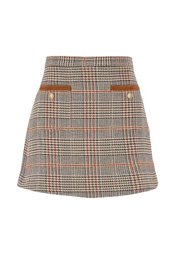 Tommy Hilfiger Damen Rock Tweed Wool Mix Check Mini, Mehrfarbig (Brown Beige Check), 36 von Tommy Hilfiger