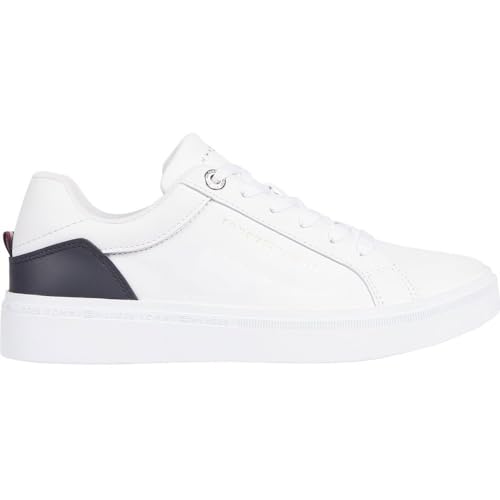 Tommy Hilfiger Women's Elevated Essential Court Sneaker FW0FW07635YBS001 Mid Top, White (White), 3.5 UK von Tommy Hilfiger