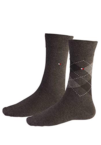 Tommy Hilfiger Herren Th Check Men's Socks (2 Pack) Socken, Oak, 43-46 von Tommy Hilfiger