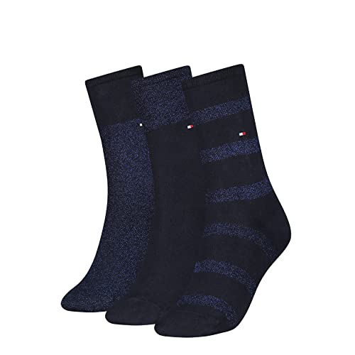 Tommy Hilfiger Damen Tommy Hilfiger Sparkle Women's Gift Box Classic Sock, Navy, 35 EU von Tommy Hilfiger