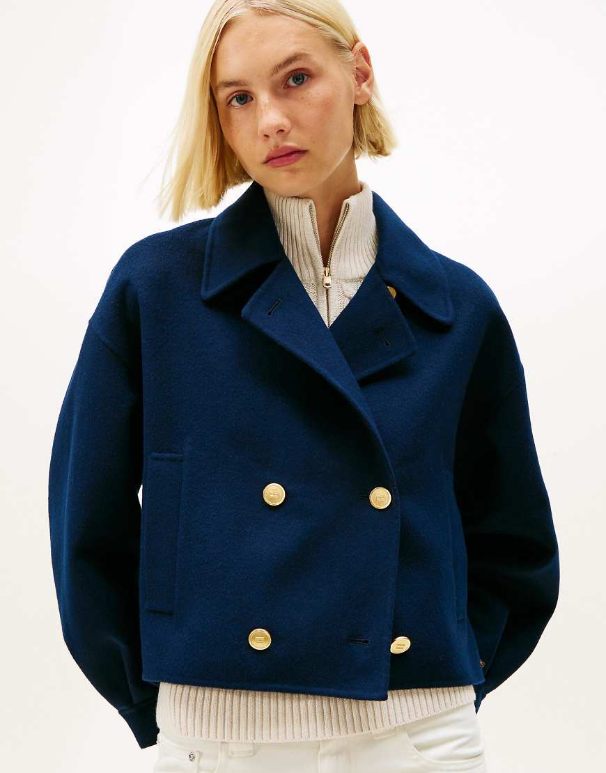 Tommy Hilfiger - Zweireihige Cabanjacke aus Wollmix in Dunkelblau von Tommy Hilfiger