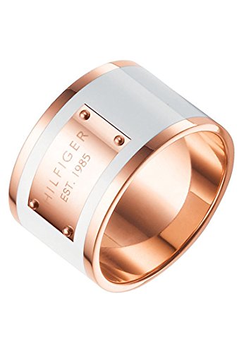 Tommy Hilfiger jewelry Damen-Ring Edelstahl IP roségold beschichtet Emaille weiß Gr. 52 (16.6) 2700395B von Tommy Hilfiger