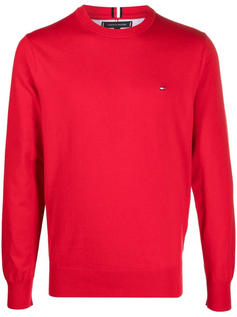 Tommy Hilfiger Fein gestrickter Pullover mit Logo - Rot von Tommy Hilfiger