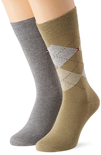 Tommy Hilfiger mens Check Classic Sock, olive/grey melange, 39-42 (2er Pack) von Tommy Hilfiger