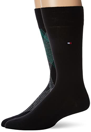 Tommy Hilfiger Herren Diagonal Stripe Sock Classic Sock, green black, 39-42 von Tommy Hilfiger