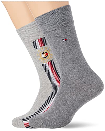 Tommy Hilfiger Herren Global Ribbon Crest Sock Classic Sock, Grey melange, 39-42 von Tommy Hilfiger