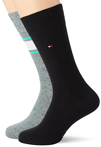 Tommy Hilfiger mens Multicolor Classic Sock, grey melange/green, 39-42 (2er Pack) von Tommy Hilfiger