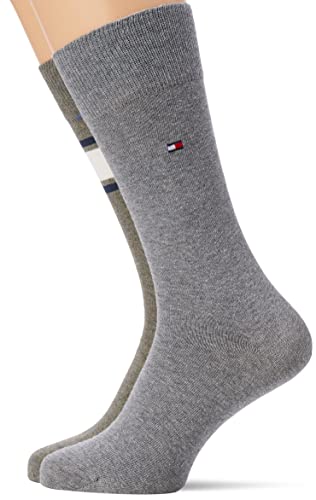 Tommy Hilfiger mens Multicolor Classic Sock, olive/grey melange, 39-42 (2er Pack) von Tommy Hilfiger