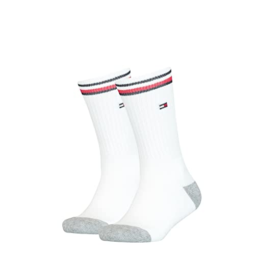 Tommy Hilfiger Kinder Crew Socken, Weiß, 27/30 (2er Pack) von Tommy Hilfiger