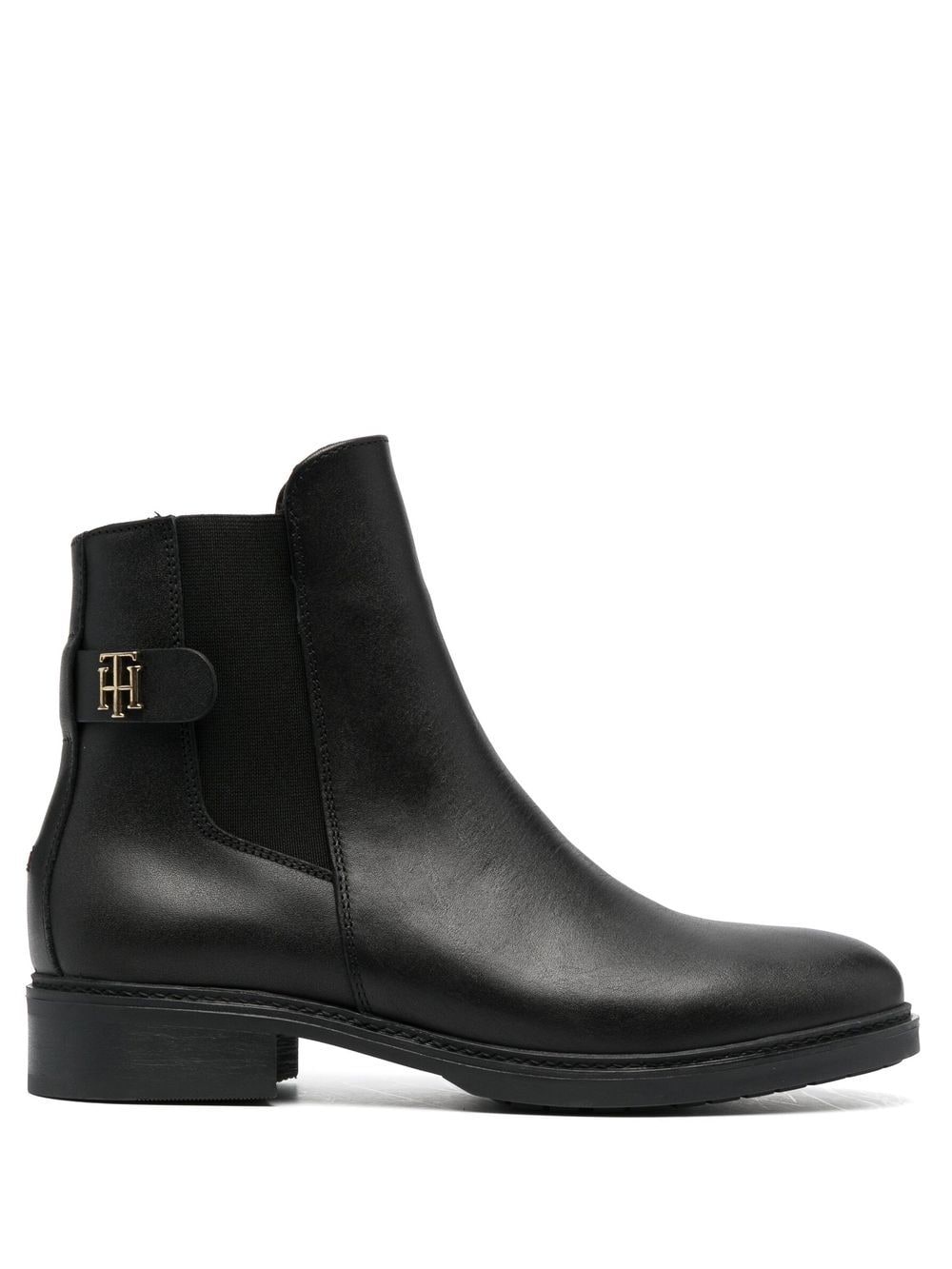 Tommy Hilfiger Stiefeletten mit Monogramm-Schild - Schwarz von Tommy Hilfiger