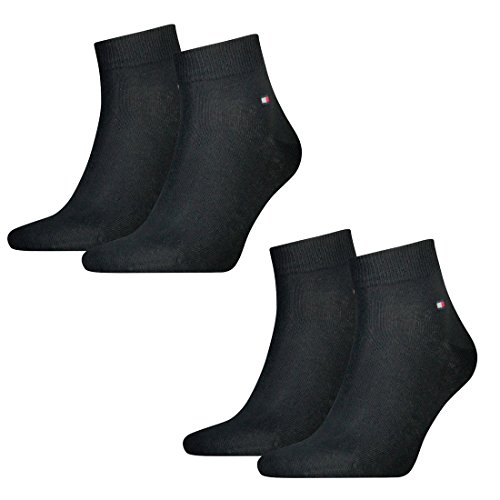 Tommy Hilfiger unisex Quarter Socken 4er Pack- Gr. 39-42, Schwarz von Tommy Hilfiger