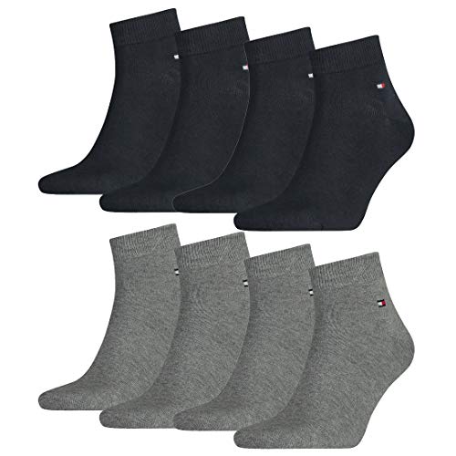 Tommy Hilfiger unisex Quarter Socken Farbkombinationen 4er Pack- Gr. 43-46, 2x Grau 2x Navy von Tommy Hilfiger