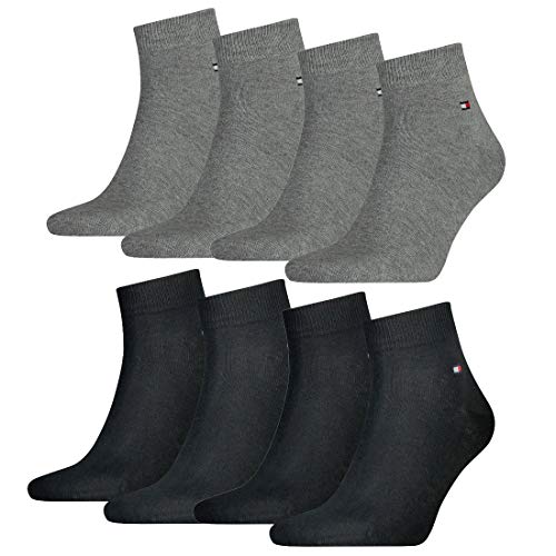 Tommy Hilfiger unisex Quarter Socken Farbkombinationen 4er Pack- Gr. 43-46, 2x Schwarz 2x Grau von Tommy Hilfiger