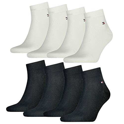 Tommy Hilfiger unisex Quarter Socken Farbkombinationen 4er Pack- Gr. 39-42, 2x Schwarz 2x Weiß von Tommy Hilfiger