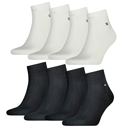 Tommy Hilfiger unisex Quarter Socken Farbkombinationen 4er Pack- Gr. 43-46, 2x Schwarz 2x Weiß von Tommy Hilfiger