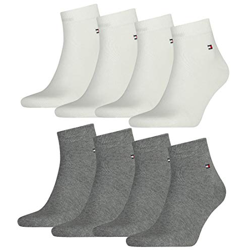 Tommy Hilfiger unisex Quarter Socken Farbkombinationen 4er Pack- Gr. 43-46, 2x Weiß 2x Grau von Tommy Hilfiger