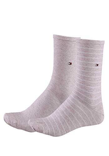 Tommy Hilfiger Damen Small Stripe Socks Socken, Light Beige Melange, 35-38 von Tommy Hilfiger