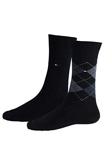 Tommy Hilfiger Herren Th Check Men's Socks (2 Pack) Socken, Schwarz, 43-46 von Tommy Hilfiger