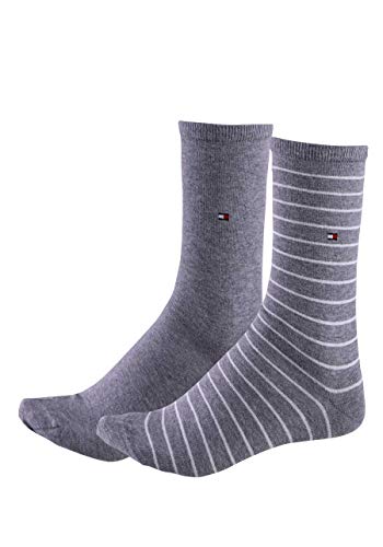 Tommy Hilfiger Damen Small Stripe Socks Socken, Middle Grey Melange, 35-38 EU von Tommy Hilfiger