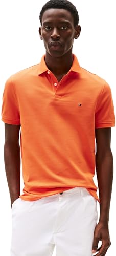 Tommy Hilfiger Herren Poloshirt Kurzarm 1985 Regular Fit, Orange (Brilliant Orange), M von Tommy Hilfiger